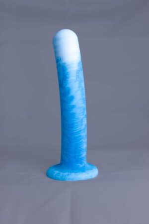 Arc'o – gode en silicone – vue de face – couleur bleu et blanc marbré