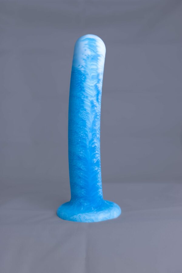 Arc'o – gode en silicone – vue arrière – couleur bleu et blanc marbré