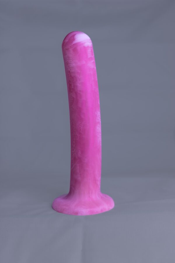Arc'o – gode en silicone – vue de face – couleur rose et blanc marbré