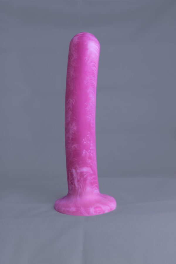 Arc'o – gode en silicone – vue arrière – couleur rose et blanc marbré