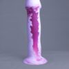 Strat'o – gode en silicone – vue arrière – couleur rose et blanc marbré
