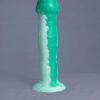 Strat'o – gode en silicone – vue de face – couleur vert et blanc marbré