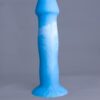 Strat'o – gode en silicone – vue de face – couleur bleu et blanc marbré