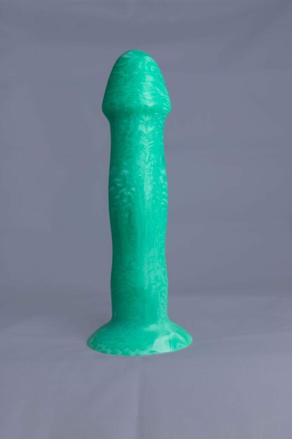 Strat'o – gode en silicone – vue de face – couleur vert et blanc marbré