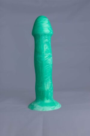 Strat'o – gode en silicone – vue arrière – couleur vert et blanc marbré