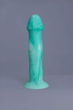 Strat'o – gode en silicone – vue arrière – couleur vert et blanc marbré