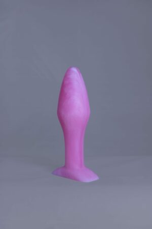 Bold'o – plug en silicone – vue de face – couleur rose et blanc marbré