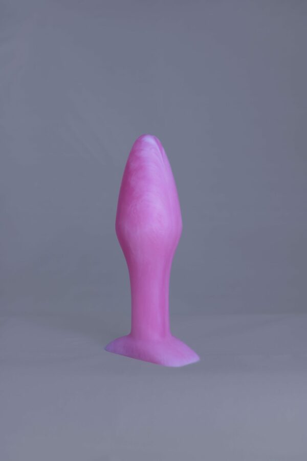Bold'o – plug en silicone – vue de face – couleur rose et blanc marbré
