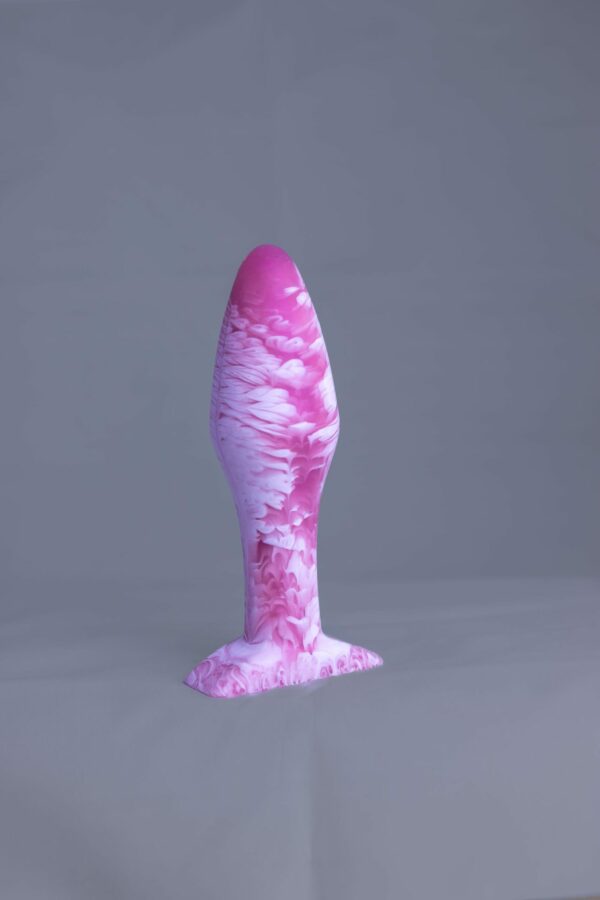 Bold'o – plug en silicone – vue de face – couleur rose et blanc marbré