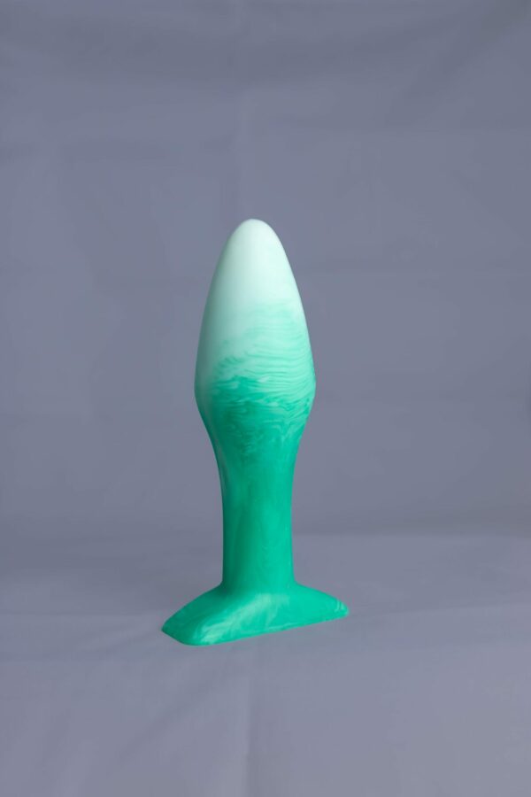 Bold'o – plug en silicone – vue de face – couleur vert et blanc marbré