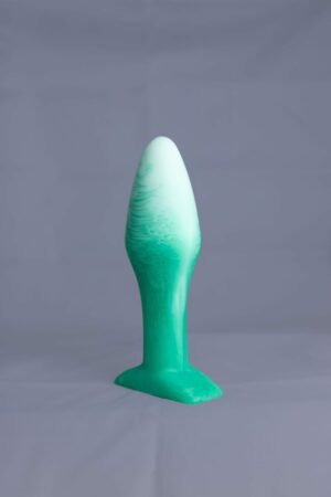 Bold'o – plug en silicone – vue arrière – couleur vert et blanc marbré