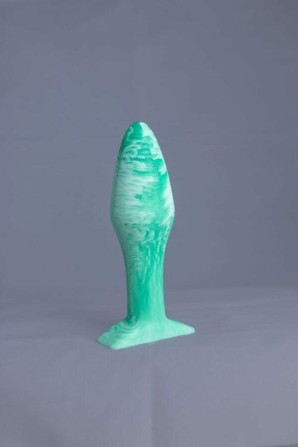 Bold'o – plug en silicone – vue de face – couleur vert et blanc marbré
