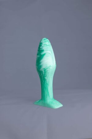 Bold'o – plug en silicone – vue arrière – couleur vert et blanc marbré