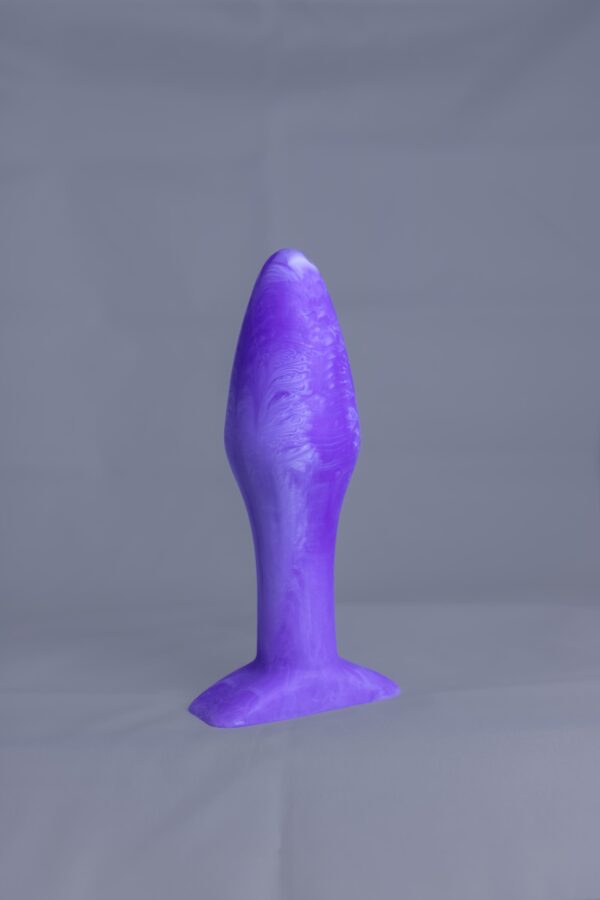 Bold'o – plug en silicone – vue de face – couleur violet et blanc marbré