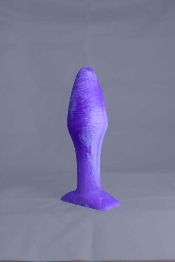 Bold'o – plug en silicone – vue arrière – couleur violet et blanc marbré