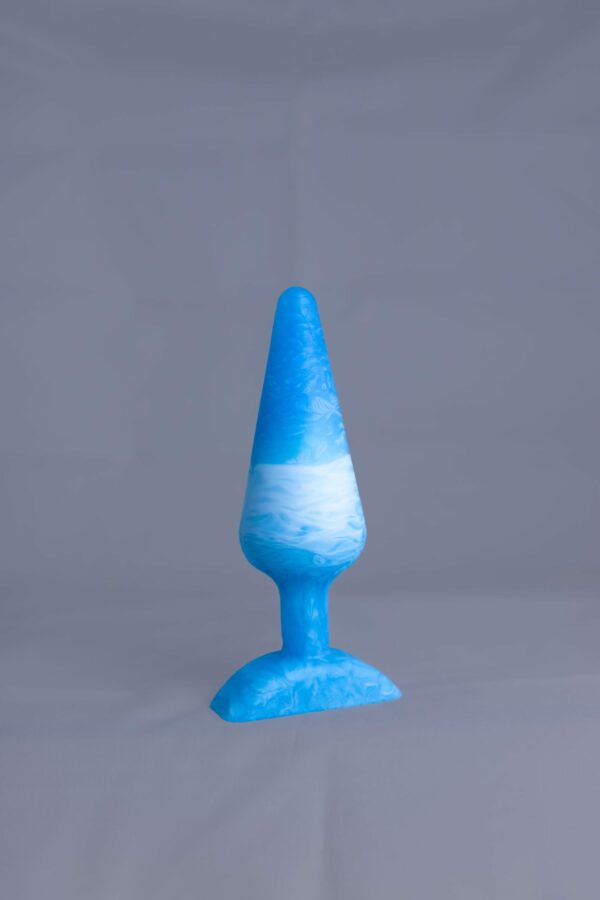 Pic'o – plug en silicone – vue de face – couleur bleu et blanc marbré