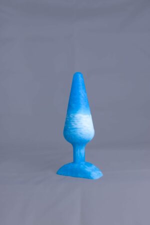Pic'o – plug en silicone – vue arrière – couleur bleu et blanc marbré