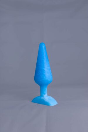 Pic'o – plug en silicone – vue de face – couleur bleu et blanc marbré