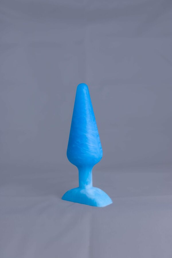 Pic'o – plug en silicone – vue de face – couleur bleu et blanc marbré
