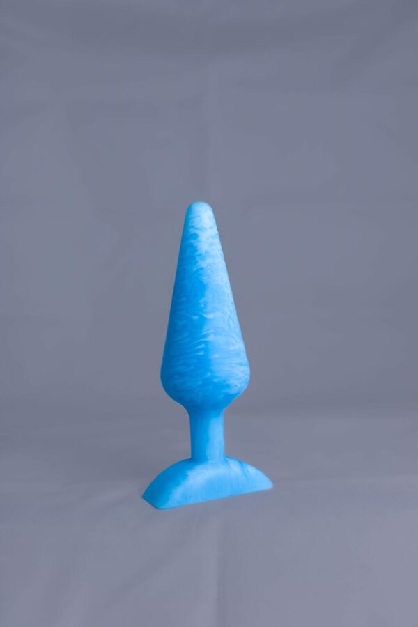 Pic'o – plug en silicone – vue de face – couleur bleu et blanc marbré