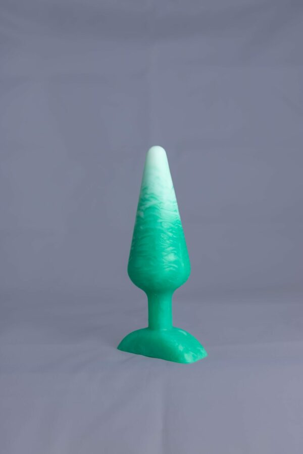 Pic'o – plug en silicone – vue arrière – couleur vert et blanc marbré