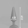 Pic'o – plug en silicone – schéma noir et blanc avec flèches indiquant les dimensions (hauteur, largeur, base)