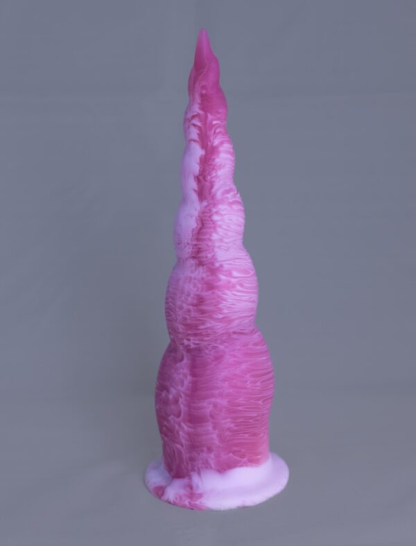 Spir'o – gode en silicone – vue arrière – couleur rose et blanc marbré