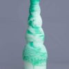 gode-spiro-marbre-vert-blanc-1-face-b Spir'o – gode en silicone – vue avant – couleur vert et blanc marbré