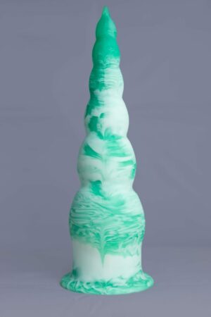 Spir'o – gode en silicone – vue avant – couleur vert et blanc marbré