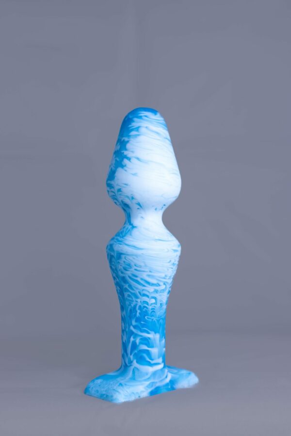 Du'o – plug en silicone – vue avant – couleur bleu et blanc marbré
