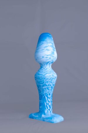 Du'o – plug en silicone – vue avant – couleur bleu et blanc marbré